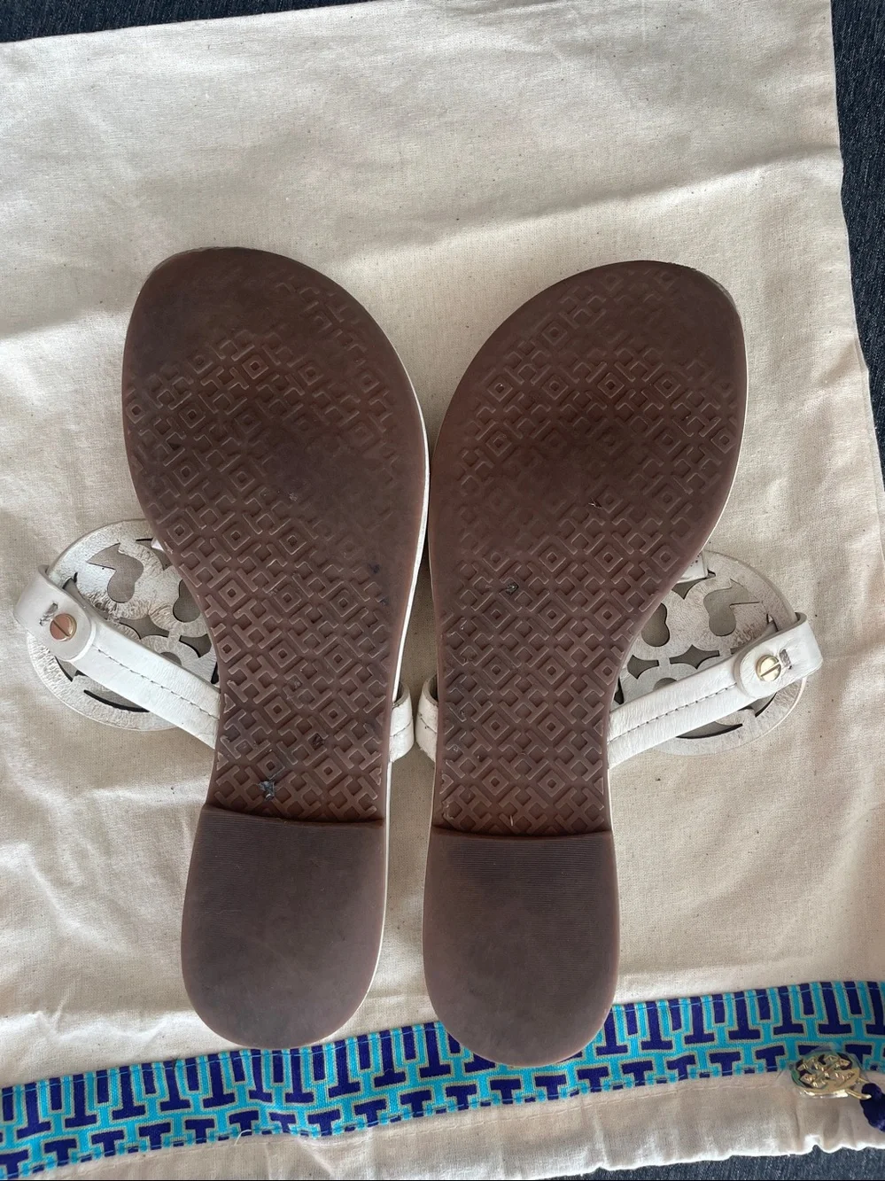 Tory Burch Miller White leather flats sandals slides US 7